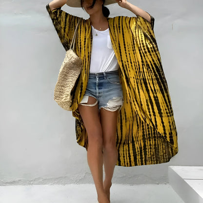 Yellow Striped Beach Kimono