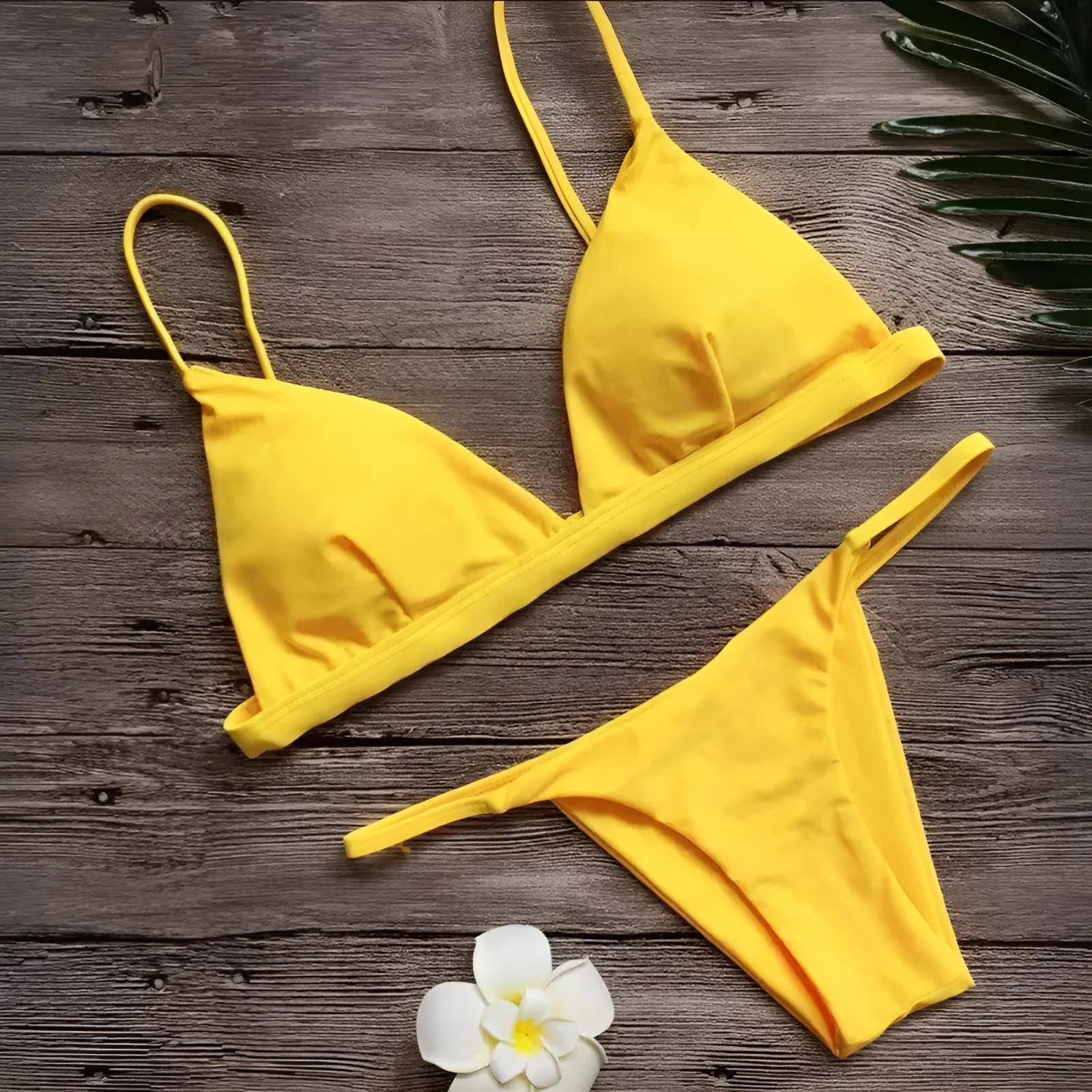 Yellow Two-Piece Triangle Cup Bikini Set