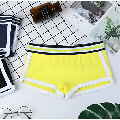 Yellow Women's Boxer Briefs with Colourful Waistband