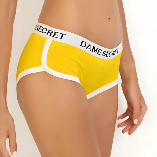 Yellow Women's Boxer Briefs with Wide Waistband