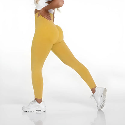 Żółty Legginsy sportowe z efektem push up