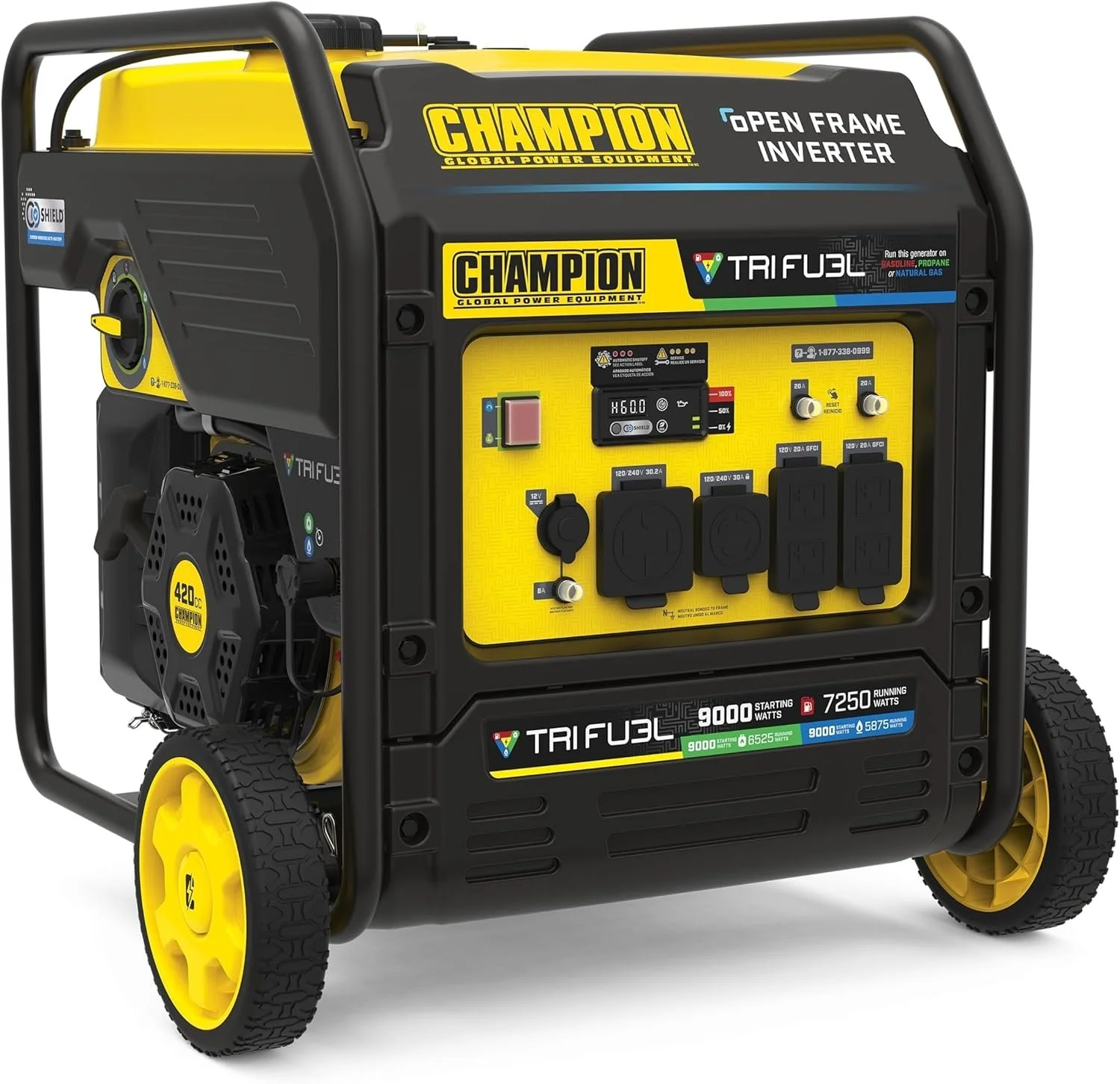 1-126-1-1 Champion 201176 9000W Tri-Fuel Open Frame Inverter Generators. - Image 1
