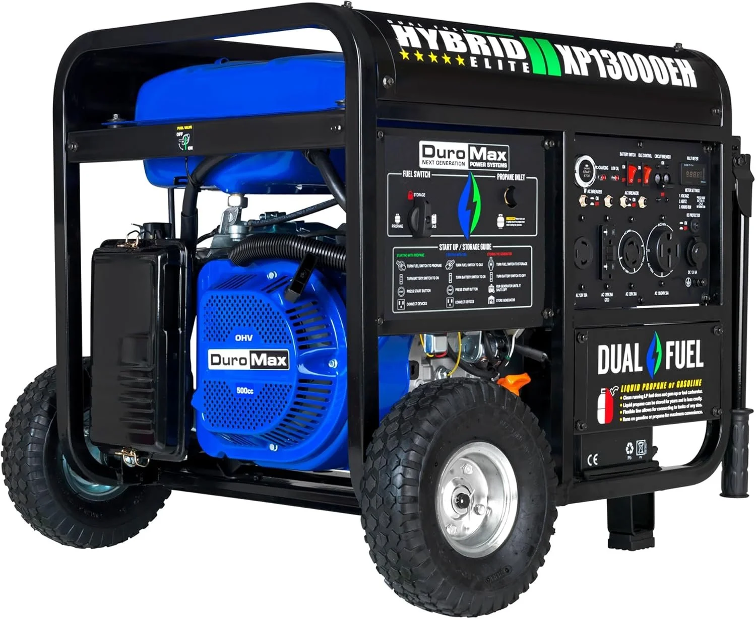 1-158-1-1 DuroMax XP13000EH 13,000 Watt Dual Fuel Portable Generators. - Image 1