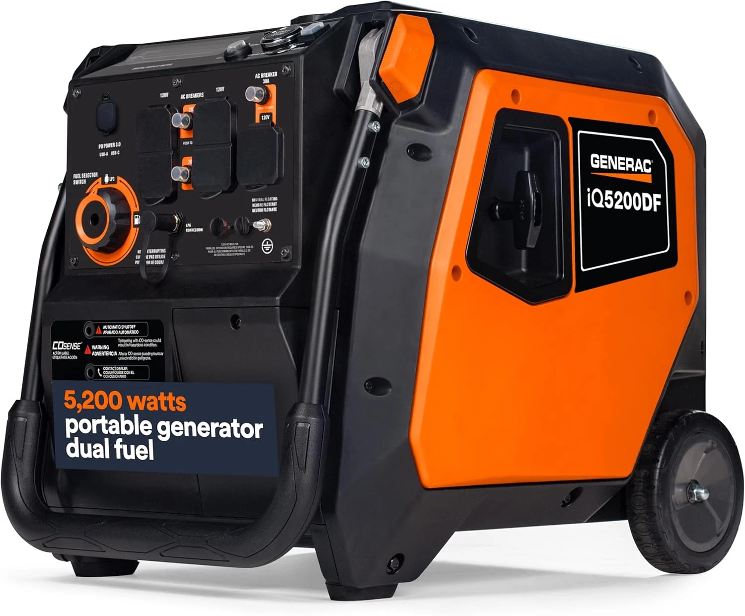 1-219-1-1 Generac iQ5200 DF 3900 Watt Electric Start Dual Fuel Inverter Generators. - Image 1