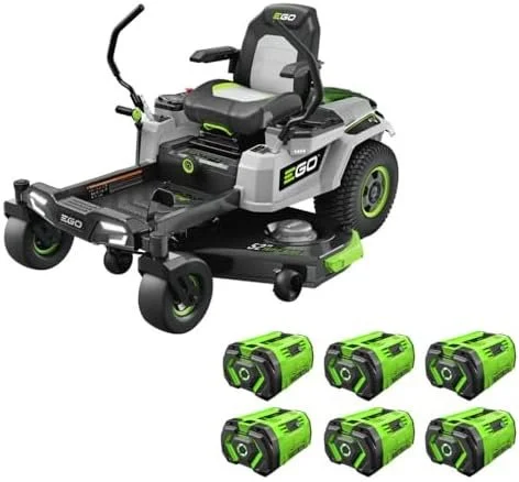 1-414-1-1 EGO Power+ Electric Riding Lawn Mower, 52″ Deck with Zero Turn Radius, Includes (6) 56V 12.0Ah Batteries and Chargers – ZT5207L - Image 1