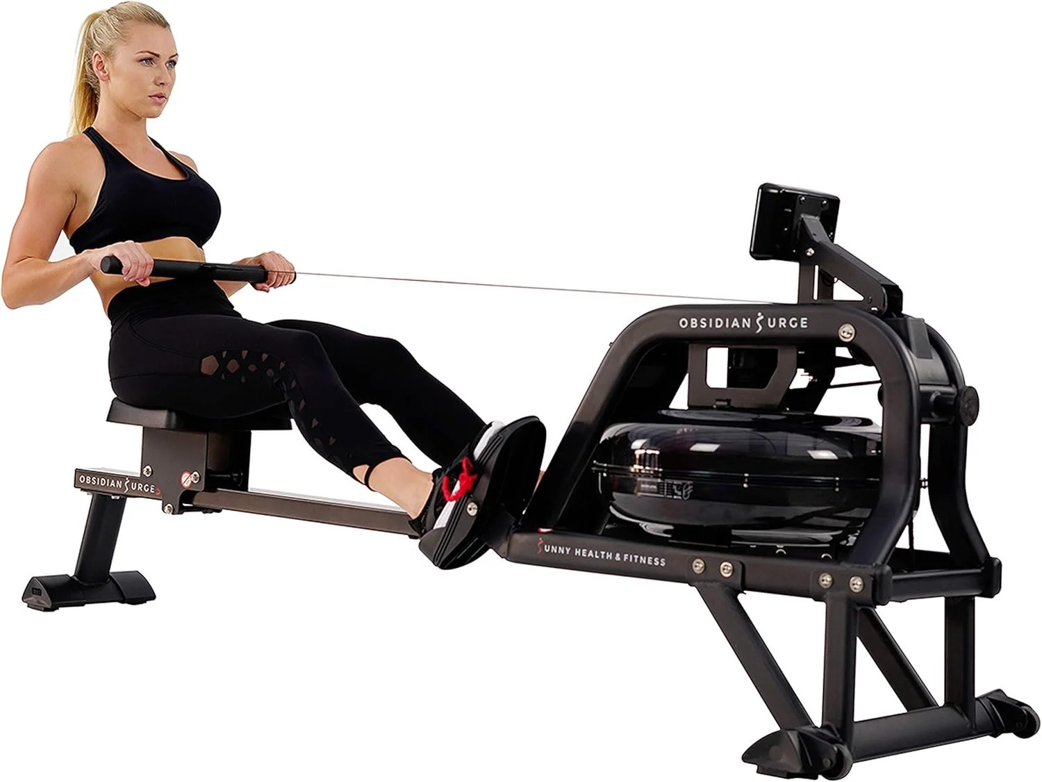 1-96-1 Sunny Health and Fitness Obsidian Surge Water Rowing Machines. - Image 1