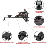 Sunny Health and Fitness Obsidian Surge Water Rowing Machines. - Image 3