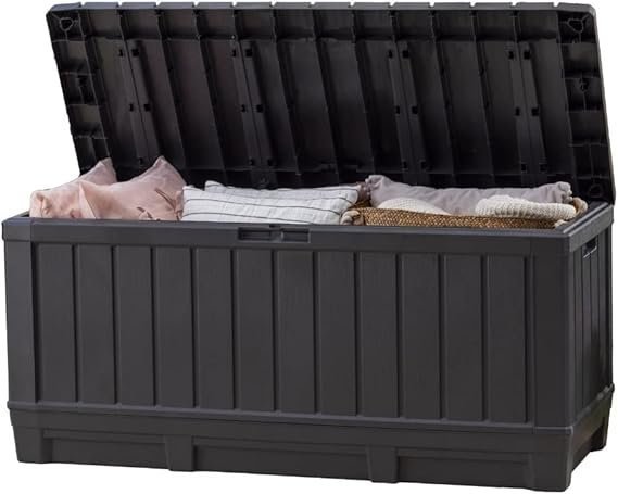 51mcZ9-i5hL._AC_SX569_-1 Keter Kentwood 92 Gallon Resin Deck Box-Organization and Storage for Patio Furniture Outdoor Cushions, Throw Pillows, Garden Tools and Pool Floats, Dark Grey - Image 1