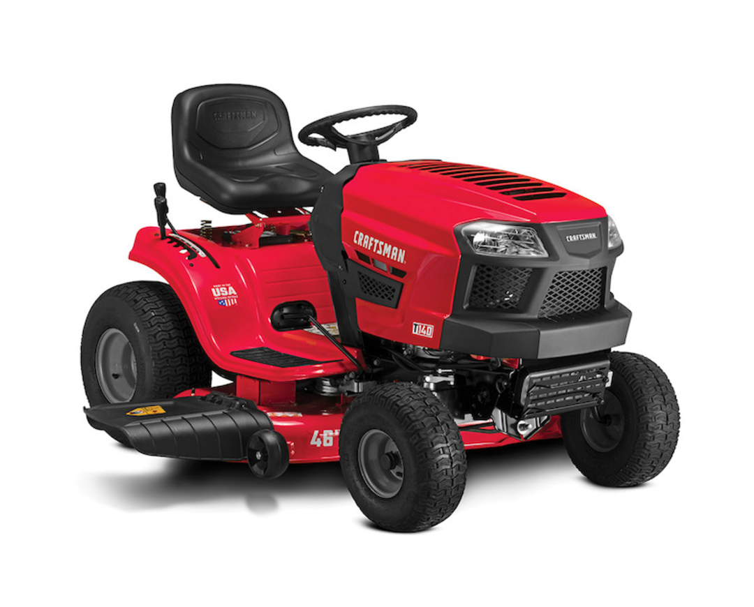 52c6cea4cc2b3ebc57badf1061dd082a875d26abac12481e569a487566243a20 Craftsman T140 | 46″ 18.5HP Riding Mower | 540cc Briggs and Stratton Engine | Turf Saver Wheels - Image 1