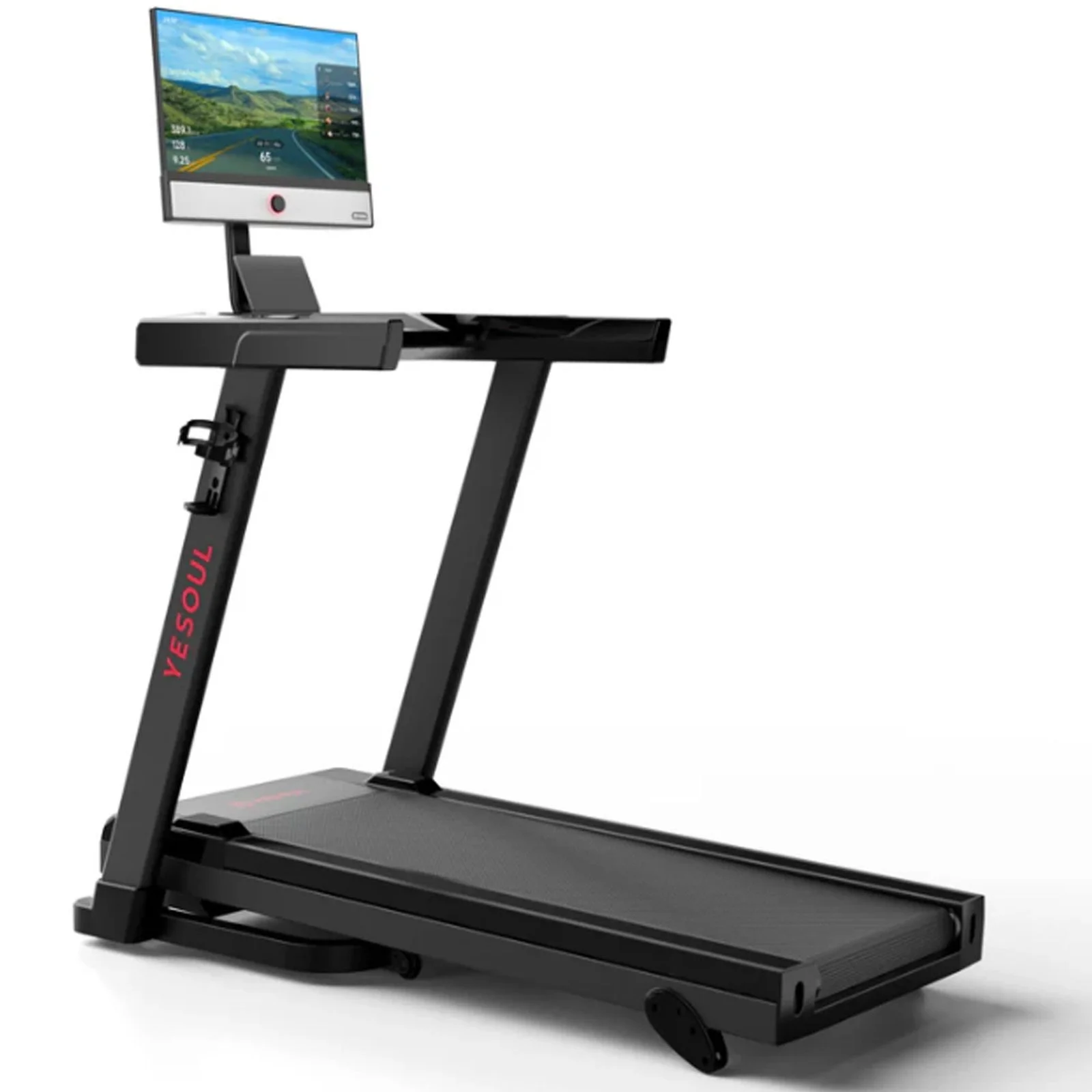 575-2 Yesoul T1M Plus Smart Folding Treadmill with 21.5 inch Touchscreen, Brushless Quiet Motor, 3-Level Incline, 9 Mph, App Sync & Space-Saving Design for - Image 1
