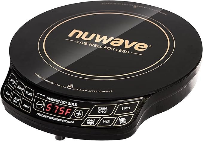 618kVSk0omL._AC_SX679_ Nuwave Gold Precision Induction Cooktop, Portable, Powerful with Large 8” Heating Coil,100°F to 575°F, 3 Wattage Settings, 12” Heat-Resistant Cooking Surface - Image 1
