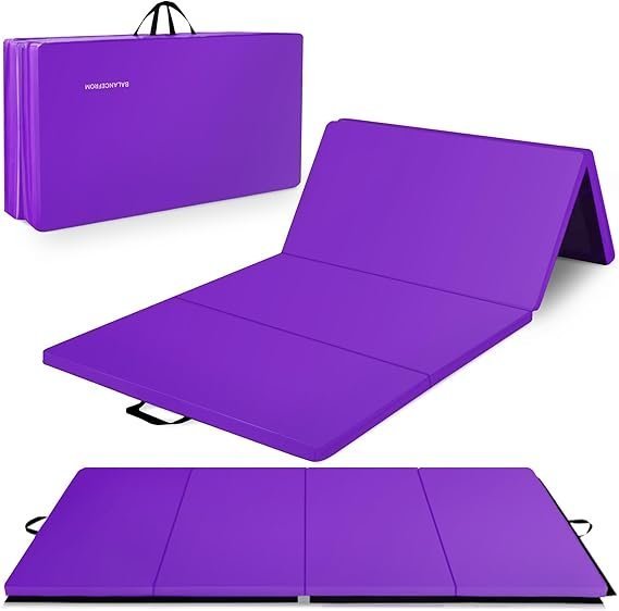 61BC8vDhz5L._AC_SX569_ BalanceFrom 10×4 Feet 4-Panel Folding Gymnastics Mat – 2-Inch Thick Pad with Vinyl Surface and Carrying Handles for Tumbling, Yoga, Pilates, Home Workouts, and Martial Arts - Image 1