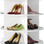 SpaceAid 7 Tier Rotating Shoe Rack Tower, Spinning Shoe Display Lazy Susan, Revolving 360 Shoe Rack Storage Round Carousel, Vertical Handbag Rotate Shoes Closet Organization (7-Tier White)