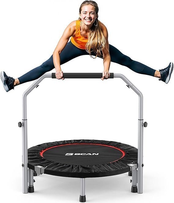 61I4t-HbCaL._AC_SX569_ BCAN SP2 40/48″ Foldable Mini Trampoline Max Load 330lbs/440lbs, Fitness Rebounder with Adjustable Foam Handle, Exercise Trampoline for Adults Indoor/Garden Workout | FED Fitness - Image 1