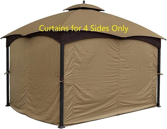 61JTe50tcYL._AC_SX679_ APEX GARDEN Four-Side Privacy Side Wall Curtain Set for 10-ft x 12-ft Gazebo (Beige) - Image 1