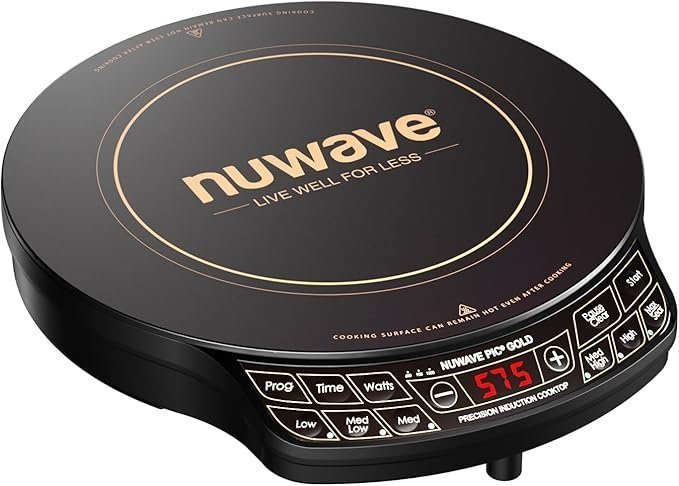 61VKhX1GKLL._AC_SX679_ Nuwave Precision Induction Cooktop Gold, 12” Shatter-Proof Ceramic Glass Surface, Large 8” Heating Coil, Portable, 51Temp Settings 100°F to 575°F, 3 Wattage Settings 600, 900, and 1500 Watts - Image 1