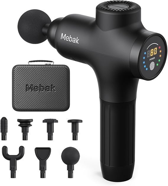 61qr8QzhoHL._AC_SX569_ Mebak 3 Massage Gun, Massage Gun Deep Tissue for Athletes, Professional Muscle Percussion Massager, Massager for Shoulder Leg Back Body Pain Relief, Quiet Portable Sport Tool, Gifts for Him - Image 1