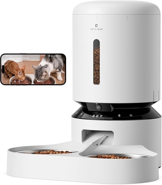 61t1Rhe008L._AC_SX679_-1 PETLIBRO Automatic Cat Feeder with Camera for Two Cats, 1080P HD Video with Night Vision, 5G WiFi Pet Feeder with Phone APP Control, 2-Way Audio for Cat & Dog, Low Food & Motion & Sound Alerts - Image 1