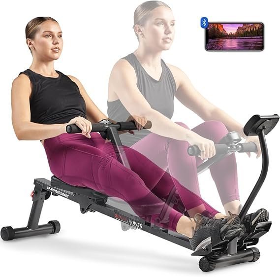 61trRuAjtL._AC_SX569_ Sunny Health & Fitness Compact Adjustable Rowing Machine with 12 Levels of Resistance for Complete Body Workouts and Optional Free SunnyFit App Enhanced Connectivity - Image 1