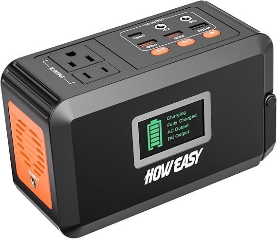 61x8jvx2NL._AC_SX569_ HOWEASY Portable Power Station,120W(240W Peak) Solar Generator,88Wh Lithium Battery Power with 110V AC Outlet/DC/USB/LED Light for Outdoor Camping Trip Hunting Emergency(Solar Panel Optional) - Image 1