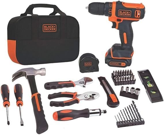 61xXDKRdNHL._AC_SX569_-1 BLACK+DECKER 12V MAX Drill & Home Tool Kit, 60-Piece (BDCDD12PK) - Image 1