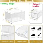 12 Pack Clear Shoe Storage Organizer with Magnetic Door,Stackable Plastic Shoe Boxes for Sneakers,Boots,and Heels,Space-Saving Foldable Shoe Rack for Closet,Durable Shoe Cabinet Organizer,White - Image 4