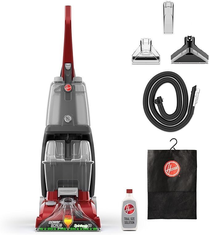 712BlNJR10L._AC_SX679_ Hoover PowerScrub Deluxe Carpet Cleaner Machine for Carpet and Upholstery, Deep Cleaning Carpet Shampooer Machine with Multi-Purpose Tools, Pair with Hoover Carpet Cleaner Solution - Image 1