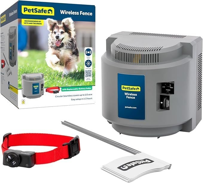 7178hKagwTL._AC_SX679_ PetSafe Wireless Pet Containment System – Original Wireless Electric Fence for Dogs – Covers Up to 1/2 Acre – for Pets 8lb+ - Image 1