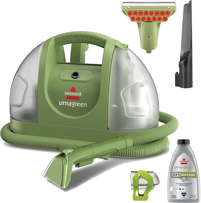 717X5secGjL._AC_SX679_ BISSELL Little Green Multi-Purpose Portable Carpet and Upholstery Cleaner, Car and Auto Detailer, with Exclusive Specialty Tools, Green, 1400B - Image 1