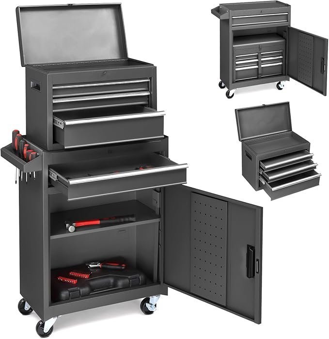 71IJo4Y4DRL._AC_SX679_-1 Winado 4-Drawer Rolling Tool Chest with Wheels & Lock, Tool Box with Large Storage Cabinet and Adjustable Shelf, Removable Portable Top Box for Garage, Warehouse, Factory - Image 1