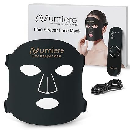 71JWc-oOA8L._SX425_ Numiere Time Keeper LED Face Mask – Lightweight, Flexible, and Multi-Wavelength Red, Blue, & Infrared (NIR) LED Contour Technology Wearable Facial Beauty Device for Personal Use and Skincare Routines - Image 1