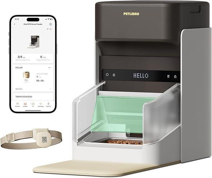 71MoJa39irL._AC_SX679_ PETLIBRO RFID Automatic Cat Feeder, Collar Tag-Activated Personalized Meals, 5G&2.4G Wi-Fi Programmable Cat Food Dispenser with Cats Recognition & Diet Tracking for Multi-Pet Homes and Different Diets - Image 1