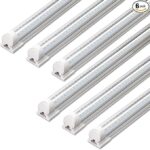 Barrina LED Shop Lights, 40W 5500LM 5000K, 4FT Integrated Fixture, V Shape,T8 Light Tube, Daylight White, Clear Cover, High Output, LED Shop Lights for Garage Warehouse Workshop Basement (Pack of 6)