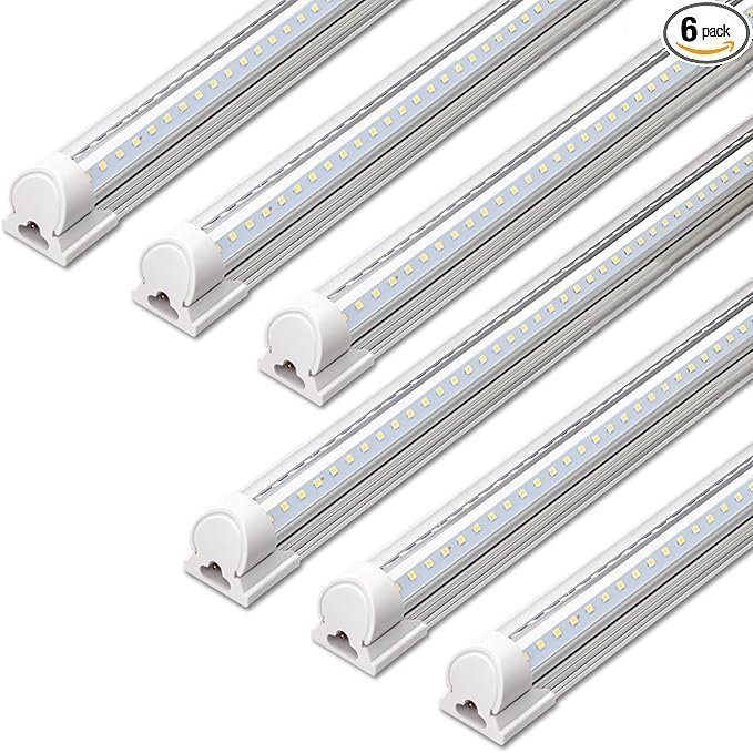71R9uXBx4xL._AC_SX679_PIbundle-6TopRight00_SH20_ Barrina LED Shop Lights, 40W 5500LM 5000K, 4FT Integrated Fixture, V Shape,T8 Light Tube, Daylight White, Clear Cover, High Output, LED Shop Lights for Garage Warehouse Workshop Basement (Pack of 6) - Image 1