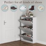BORNOON Shoe Cabinet with 3 Flip Drawers, Hidden Wood Shoe Cabinet,Freestanding Shoe Storage Cabinet for Entryway Hallway.White. 47.2″ H*31.5″ W*9.45″ D. - Image 3