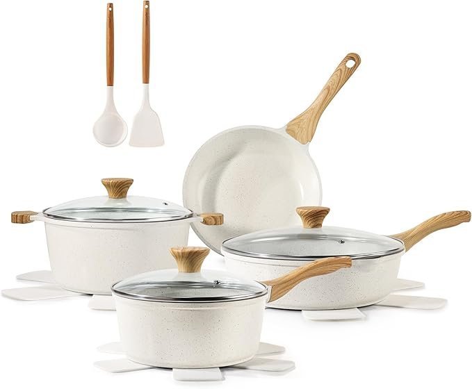 71Vp9n43OsL._AC_SX679_ SENSARTE Nonstick Ceramic Cookware Set, 13-Piece Non-toxic Pots and Pans Set, Healthy Kitchen Cooking Set with Stay-Cool Handles, Silicone Tools and Pot Protectors, PFAS Free - Image 1