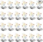 Amico 24 Pack 6 Inch 5CCT Ultra-Thin LED Recessed Ceiling Light with Junction Box, 1050LM Brightness, Dimmable Canless Wafer Downlight, 12W, ETL&FCC