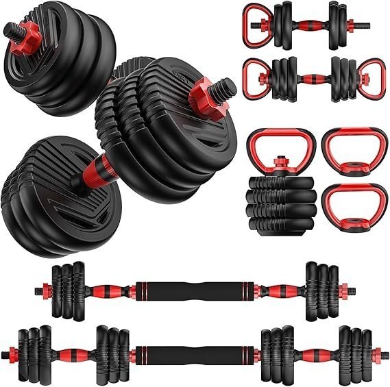 71lLqhkGDvL._AC_SX569_ Adjustable Dumbbells, 20/30/45/70/90lbs Free Weight Set with Connector,5 in1 Dumbbells Set Used as Barbell,Kettlebells,Push up Stand,Fitness Exercises for Home Gym Suitable Men/Women - Image 1