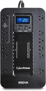 CyberPower EC850LCD Ecologic UPS Battery Backup and Surge Protector, 850VA/510W, 12 Outlets, ECO Mode, Compact, UL Certified