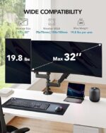 HUANUO 17-32 Inch Dual Monitor Stand, Vertical Dual Monitor Mount, Monitor Stand 2 Monitors, Ergonomic Adjustable Tilt/Swivel/Rotate, Weight Max 19.8 lbs, VESA 75/100mm - Image 5