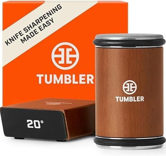 71yQbb-5YL._AC_SX679_ The Original Tumbler Rolling Knife Sharpener™ – Knife Sharpening Made Easy – Rolling Knife Sharpener Tool for Kitchen Knives – Knife Sharpener Kit Offers 15 & 20 Degree Sharpening (Wood) - Image 1