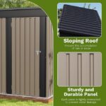 Patiowell 5×3 FT Outdoor Storage Shed, Tool Shed with Sloping Roof and Lockable Door, Metal Shed for Backyard Garden Patio Lawn, Brown - Image 3