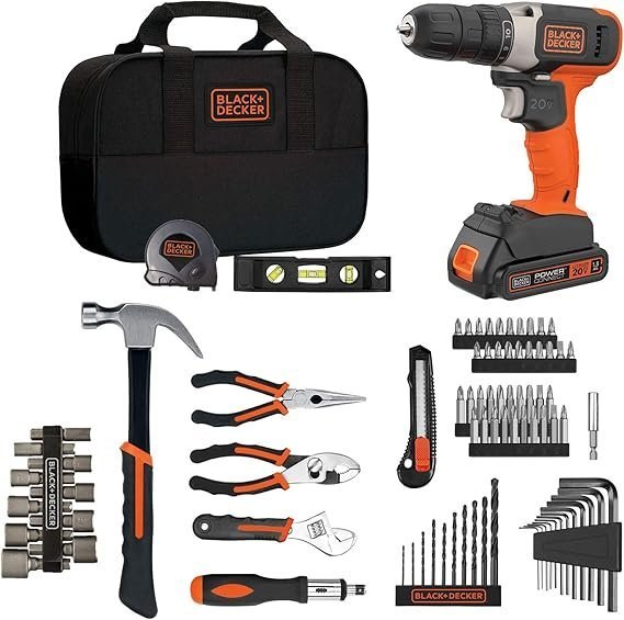 81AFLHAkBJL._AC_SX569_ beyond by BLACK+DECKER Home Tool Kit with 20V MAX Drill/Driver, 83-Piece (BDPK70284C1AEV) - Image 1