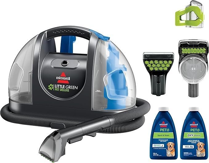 81BJbeVEt4L._AC_SX679_ Bissell Little Green Pet Deluxe Portable Carpet Cleaner and Car/Auto Detailer, 3353, Gray/Blue - Image 1