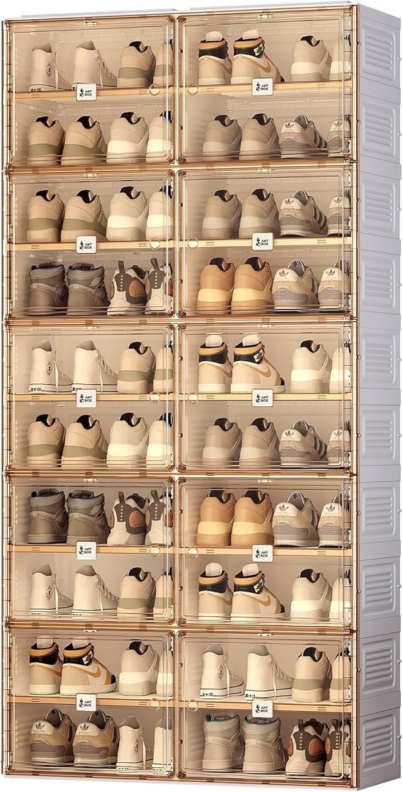 81O36lnHOdL._AC_SX569_ ANTBOX Portable Shoe Rack Organizer for Closet Entryway, Stackable Sneaker Storage Shoe Cabinet with Magnetic Clear Door, Large Plastic Storage containers Bins with Lids 10 Tiers 40 Pairs - Image 1