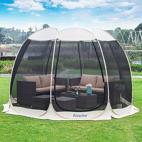 81OyGWT0QzL._AC_SX569_ Alvantor Pop Up Screen House Gazebo with Mosquito Netting, Instant UV Resistant Sun Shelter for Patio & Backyard, Portable Canopy Tent for 2-10 Person - Image 1