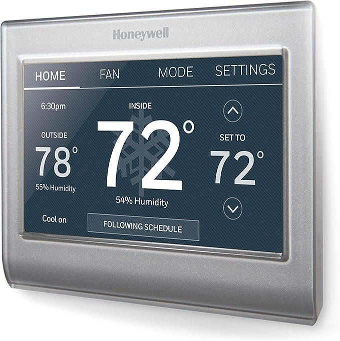 81hUVLEKqvL._AC_SX679_ Honeywell Home RTH9585WF1004 Wi-Fi Smart Color Thermostat, 7 Day Programmable, Touch Screen, Energy Star, Alexa Ready, Gray - Image 1