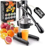 Zulay Kitchen Cast Iron Juicer – Easy-to-Clean Heavy-Duty Manual Juicer, Professional Citrus Juicer – Stainless Steel Lemon Squeezer – Manual Citrus Press & Orange Squeezer – Orange Juicer (Black)