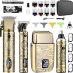 GSKY Hair Clippers for Men Professional, Beard Trimmer Kits & Sets, Cordless Mens Hair Trimmer, Electric Shavers, Haircutting Machine with LED Display, for Barber