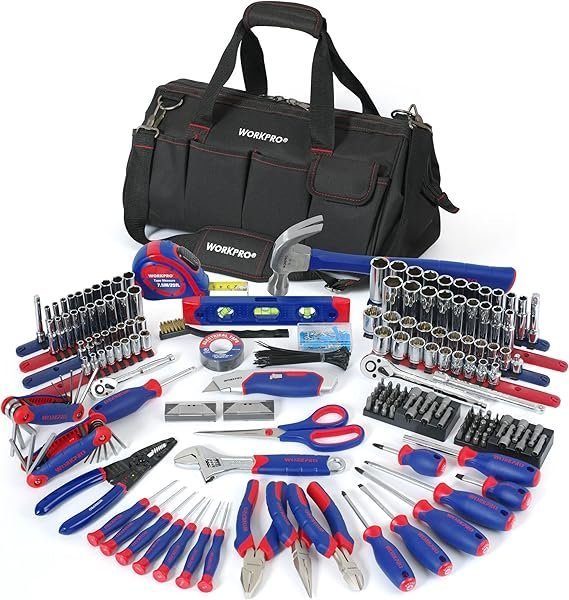 91OiX3mojUL._AC_SX569_ WORKPRO 322-Piece Home Repair Tool Kit With Carrying Bag – Basic Household Hand Tools - Image 1